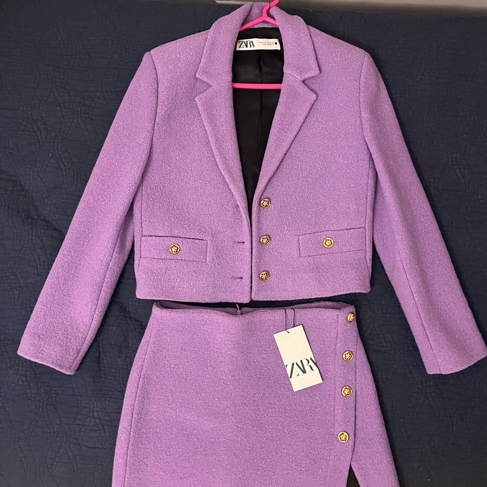 Zara Lavender Blazer and Skirt Set